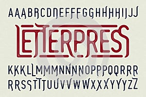 Letterpress printing style vintage typeface