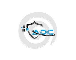 Letters ADC Logo With Shield Style Creative Design Concept. photo