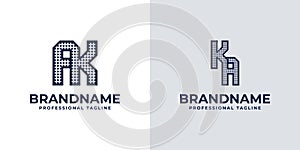 Letters AK and KA Dot Monogram Logo, Suitable for business with AK or KA initials