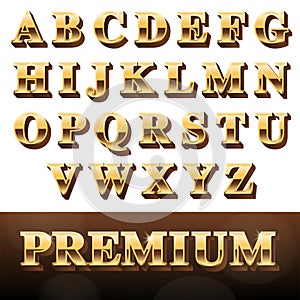 Letters alphabet of Gold Fonts