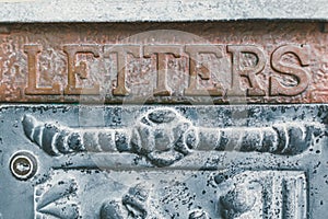 Letters antique vintage iron mailbox background texture