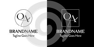 Letters AQ In Circle and Square Logo Set, for business with AQ or QA initials