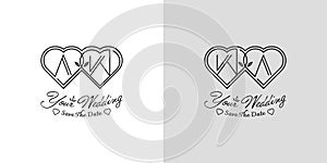 Letters AW and WA Wedding Love Logo, for couples with A and W initials