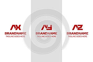 Letters AX AY AZ Monogram Logo Set, great for XA YA ZA Initials