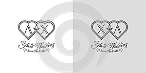 Letters AX and XA Wedding Love Logo, for couples with A and X initials