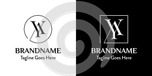 Letters AY In Circle and Square Logo Set, for business with AY or YA initials