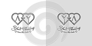 Letters AY and YA Wedding Love Logo, for couples with A and Y initials