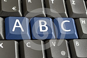 Letters A, B and C emphasized on computer keyboard