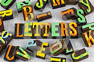 Letters background random painted wooden block letterpress type