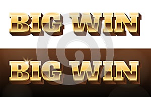 Letters BIG WIN Words of Gold Font