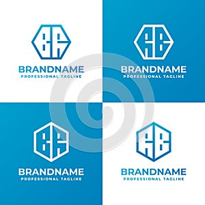 Letters BR and RB Hexagon Logo Set, suitable for business with BR or RB initials photo