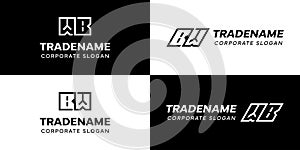 Letters BW and WB Square and Dynamic Logo Set, for business with Initials WB or BW photo