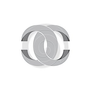 Letters cc 3d ring design logo vector