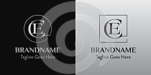 Letters CE In Circle and Square Logo Set, for business with CE or EC initials photo