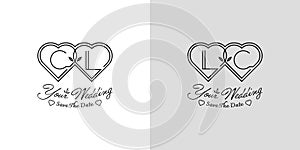 Letters CL and LC Wedding Love Logo, for couples with C and L initials