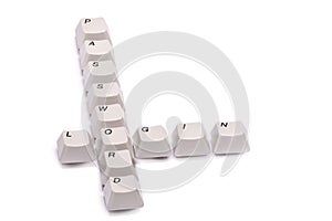 Letters collected from computer keypad buttons login password isolated