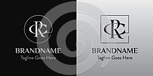 Letters CR In Circle and Square Logo Set, for business with CR or RC initials