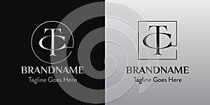 Letters CT In Circle and Square Logo Set, for business with CT or TC initials photo