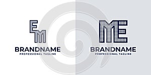 Letters EM and ME Dot Monogram Logo, Suitable for business with EM or ME initials