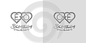 Letters EO and OE Wedding Love Logo, for couples with E and O initials photo