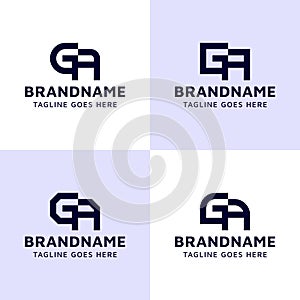 Letters GA Monogram Logo Set, suitable for any business with AG or GA initials photo