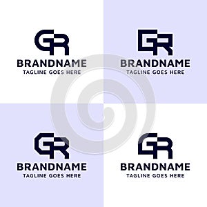 Letters GR Monogram Logo Set, suitable for any business with RG or GR initials