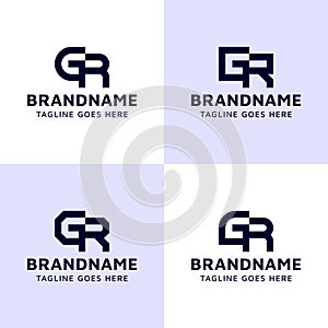 Letters GR Monogram Logo Set, suitable for any business with RG or GR initials photo