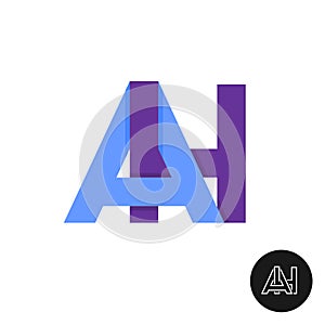 Letters A and H ligature logo. Two letters AH sign photo