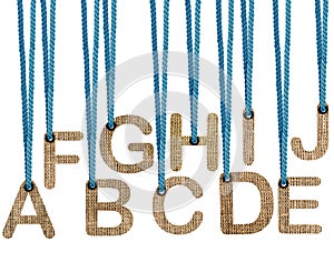 Letters hanging strings