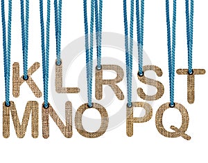 Letters hanging strings