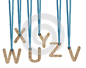 Letters hanging strings