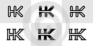 Letters HK Monogram Logo Set, suitable for business with HK or KH initials photo