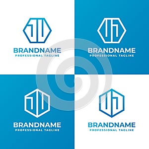Letters JU or JV and UJ or VJ Hexagon Logo Set, suitable for business with JU, JV, UJ, or VJ initials photo