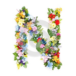 Letters of leaves and flowers