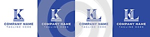 Letters LK and KL Pillar Logo Set, suitable for business with LK and KL related to Pillar