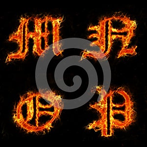 Letters M-P in flames photo