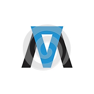 Letters m triangle blue diamond geometric logo vector