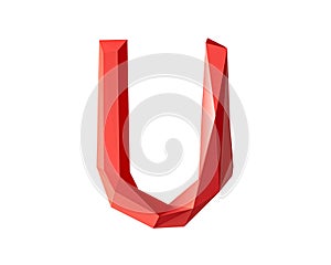 Letters made of low poly red material