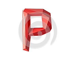 Letters made of low poly red material