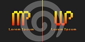 Letters MP and WP Pixel Monogram Logo, suitable for any business with MP PM WP PW initials photo