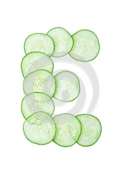 Letters and numbers alphabet of cucumbers