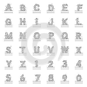 Letters and numbers, constellation name monograms