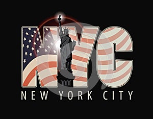 The letters NYC with the image of American flag