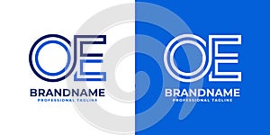 Letters OE Line Monogram Logo, suitable for business with OE or EO initials