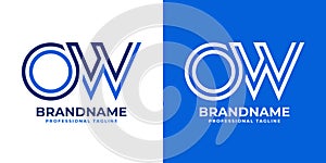 Letters OW Line Monogram Logo, suitable for business with OW or WO initials