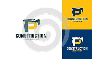 Letters P Logo Excavator company