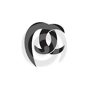 Letters pc simple linked curves logo vector