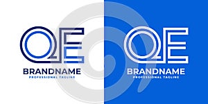 Letters QE Line Monogram Logo, suitable for business with QE or EQ initials photo