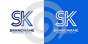 Letters SK Line Monogram Logo, suitable for business with SK or KS initials photo