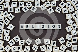 Letters spelling out religion